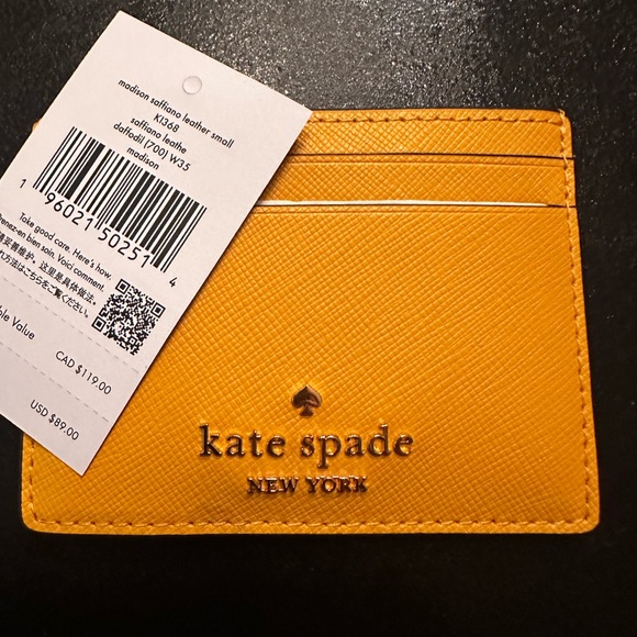 NEW Kate spade Madison Small Slim Card Holder; Daffodil - Picture 4 of 11